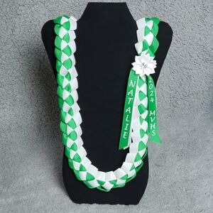 2-Ribbon Custom Personalize Graduation Lei (Choose Colors, Name, Year, School)